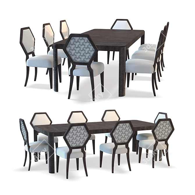 GEODE Gem Set: Dining Table & Side Chair 3D model image 1