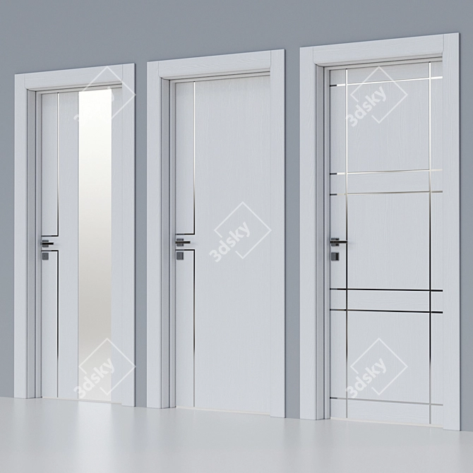 Elegant 210x90 Lacquered Door 3D model image 1