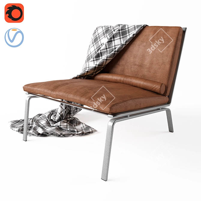 Sleek Steel Lounge Chair 3D model image 1