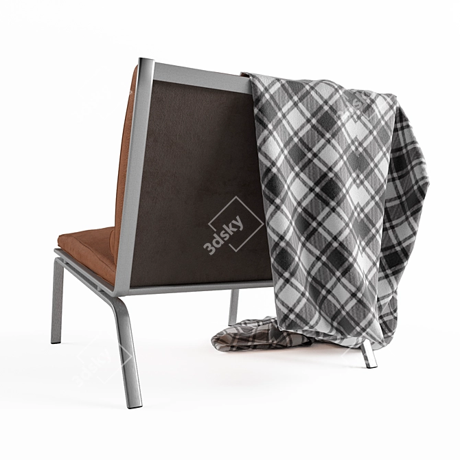 Sleek Steel Lounge Chair 3D model image 2