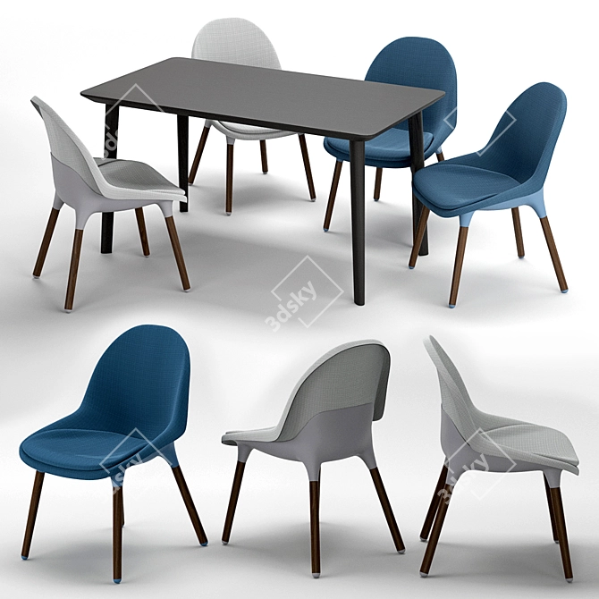 Elegant IKEA Set: BALTSAR Chair & LISABO Dining Table 3D model image 1