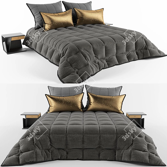 Luxury Linen Bedding Set 3D model image 1