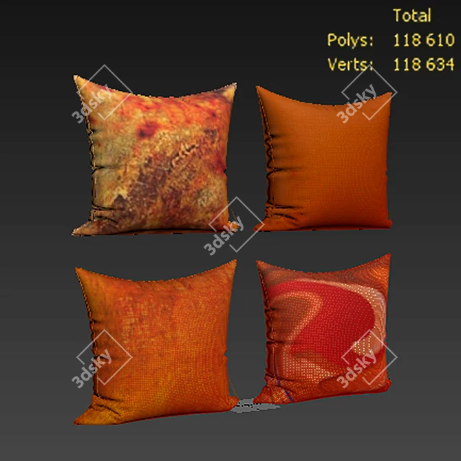  Stylish Decorative Pillow Set 3D model image 2