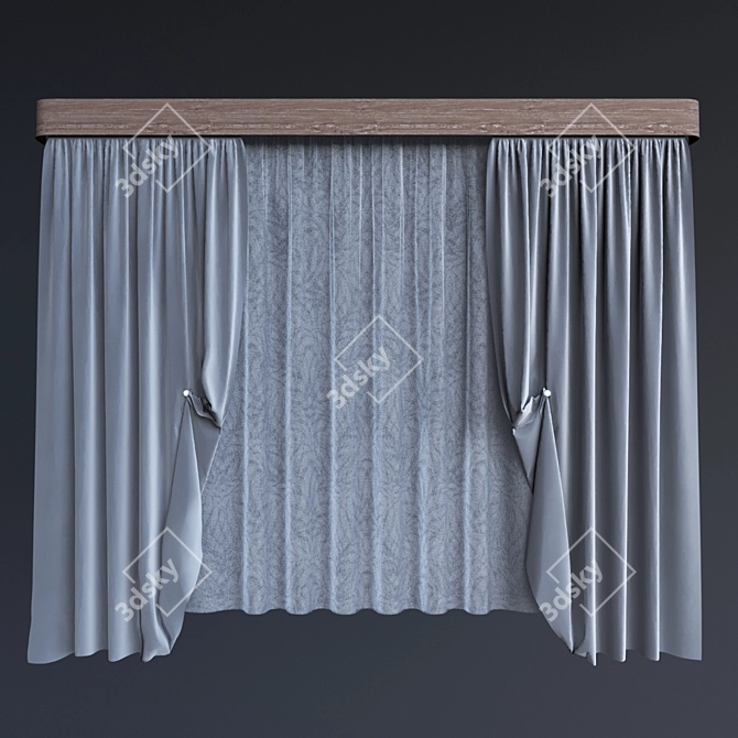 Sleek Window Drapes 3D model image 1