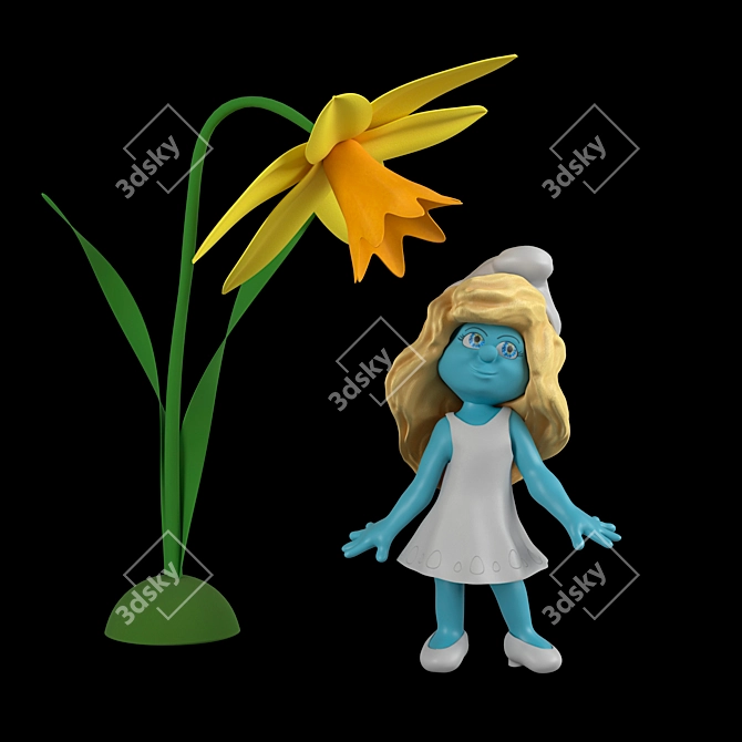 Adorable Smurfetta Sculpture 3D model image 1