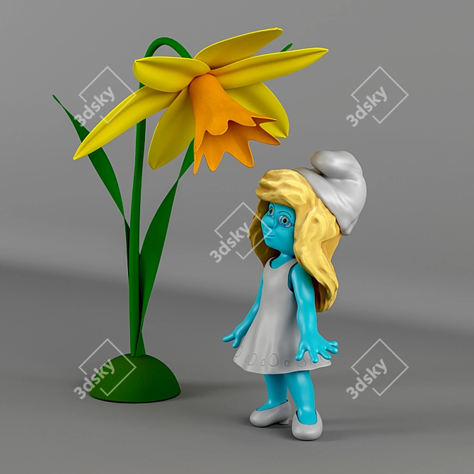 Adorable Smurfetta Sculpture 3D model image 2