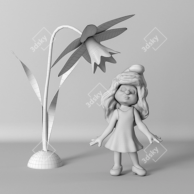 Adorable Smurfetta Sculpture 3D model image 3