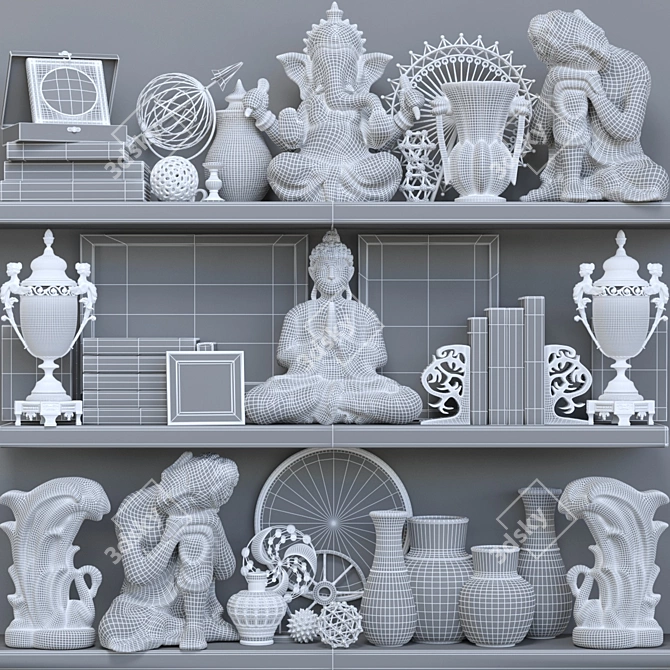 Contemporary Decor Set for Shelves 3D model image 2