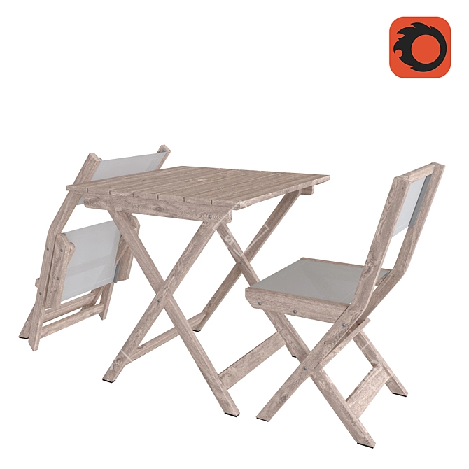 Rustic Folding Bistro Set 3D model image 1