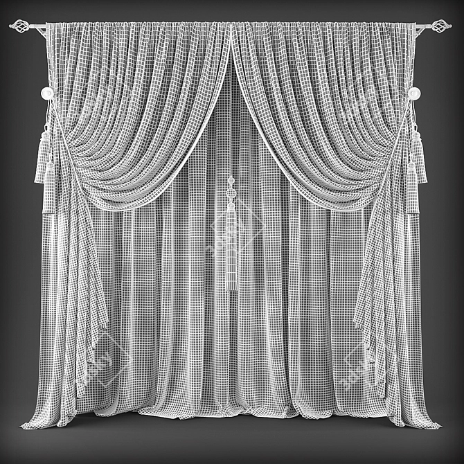 Classic Style Curtains 3D model image 2