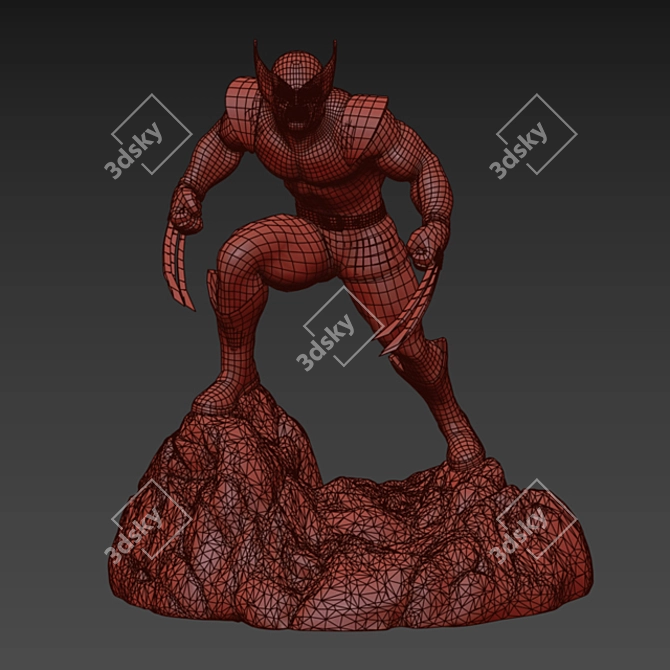 Honorable Warrior: Wolverine Statue 3D model image 3