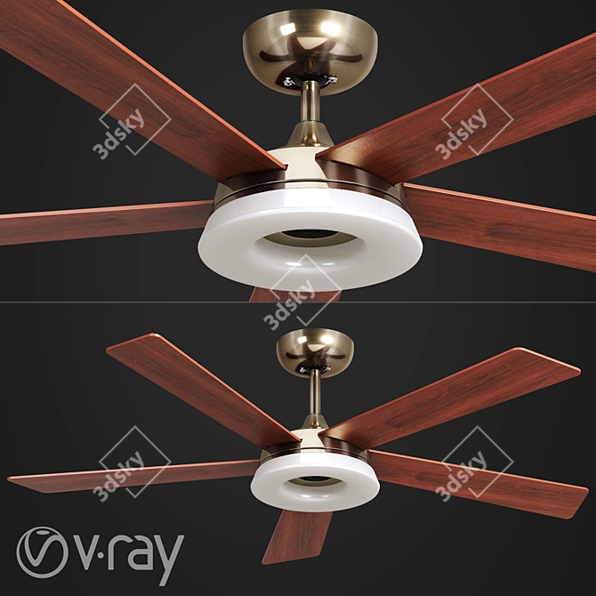 Sleek Breeze: Kamsin Ceiling Fan 3D model image 1