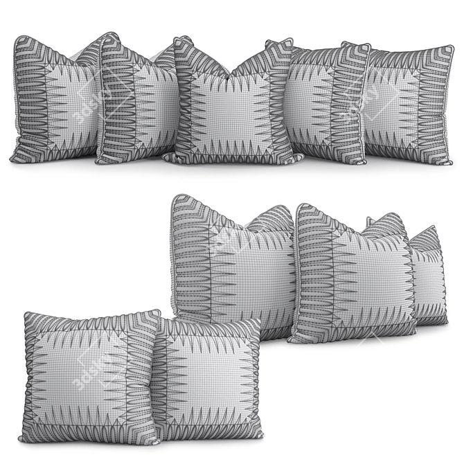 Luxury Canasta Embroidered Pillows Set 3D model image 3