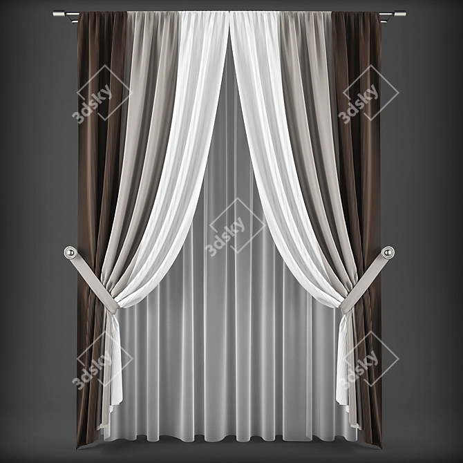 Modern Style Curtains 3D model image 1