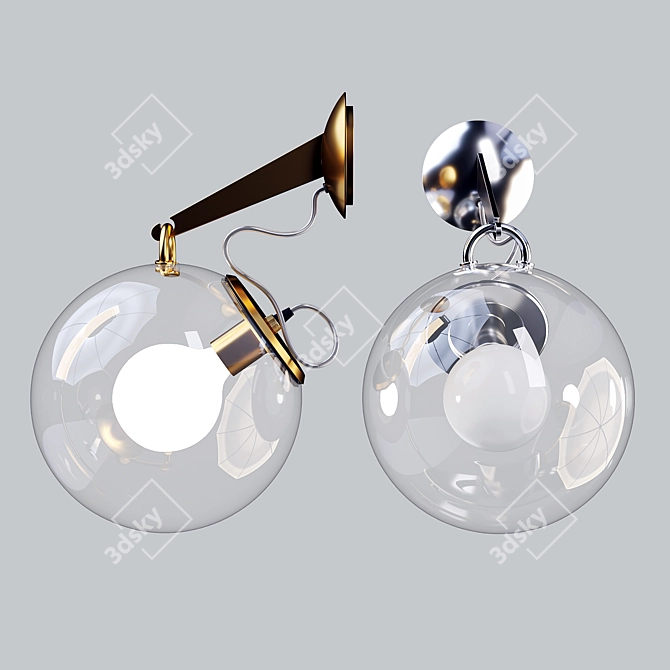 Miconos Wall Lamp - Sleek and Transparent Elegance 3D model image 1