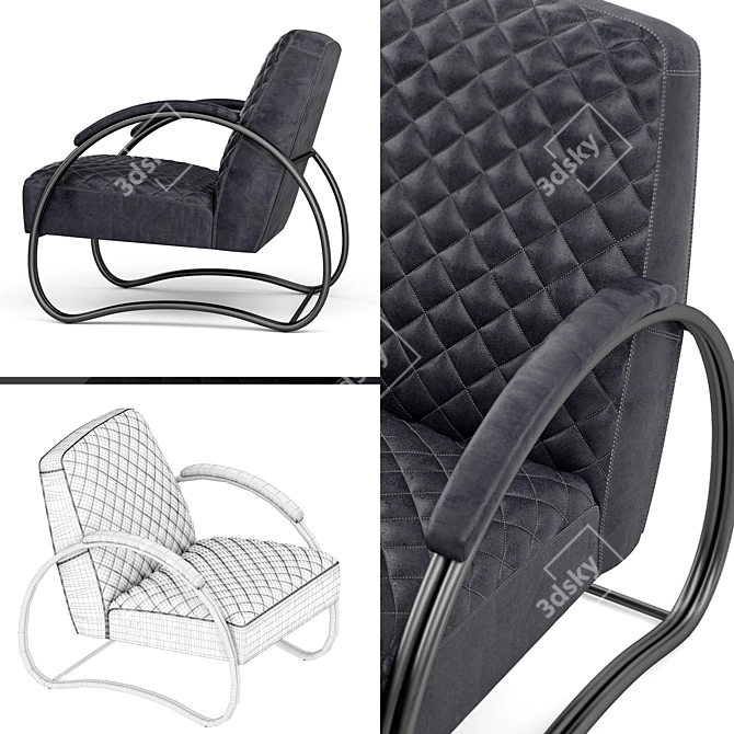 Elegant Vintage Armchair - Dialma Brown 3D model image 3