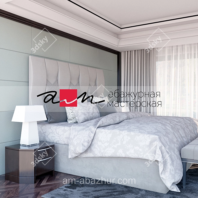 Elegant White Tower Table Lamp 3D model image 3