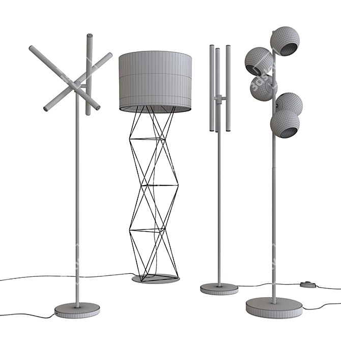 Adjustable Light Rods LED Floor Lamp 3D model image 2