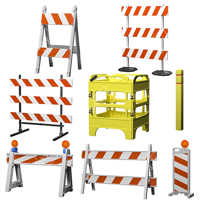 Safety Zone Traffic Barricade Set 3D model image 1