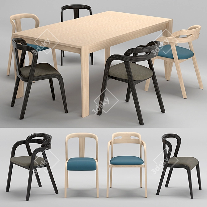 Passioni Genea Chair and Prince Table Set 3D model image 1
