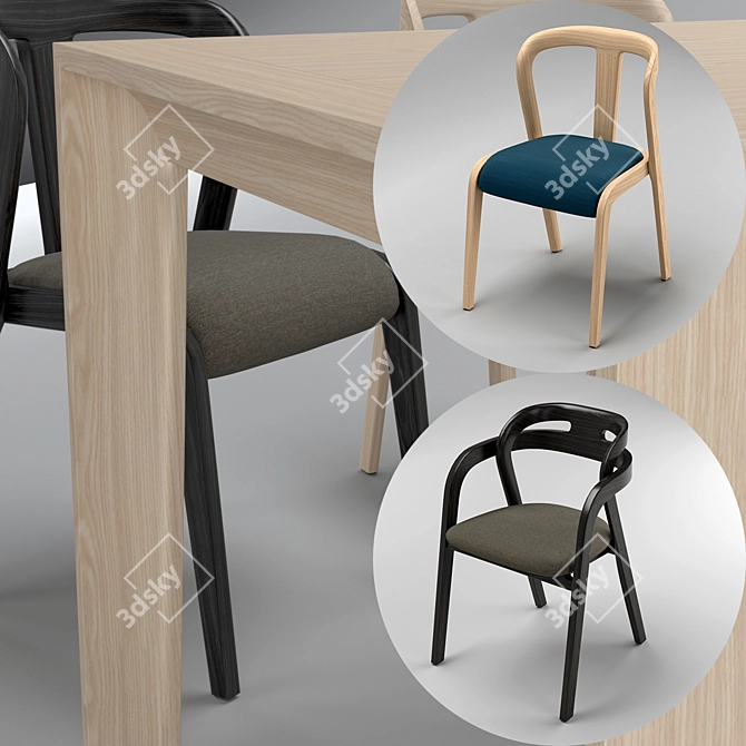 Passioni Genea Chair and Prince Table Set 3D model image 2