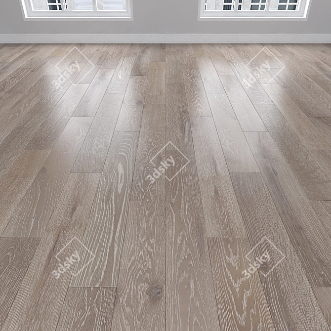 Oak Parquet Flooring: Herringbone, Linear, Chevron 3D model image 1