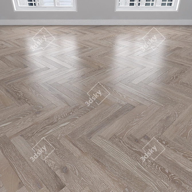 Oak Parquet Flooring: Herringbone, Linear, Chevron 3D model image 2
