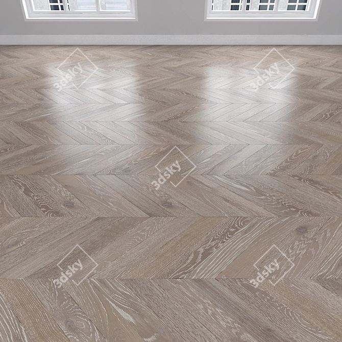 Oak Parquet Flooring: Herringbone, Linear, Chevron 3D model image 3