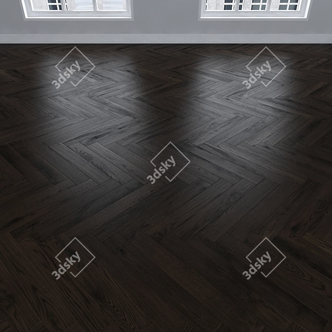 Dark Oak Parquet: Herringbone, Linear & Chevron 3D model image 2