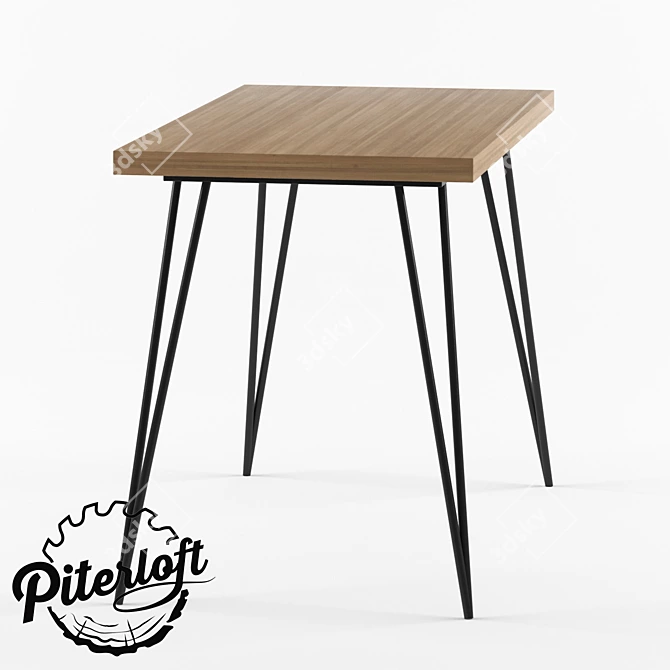 Rustic Industrial Table "Arlas 3D model image 2