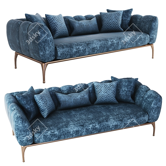 Elegant Cantori ISEO Velvet Sofa 3D model image 1