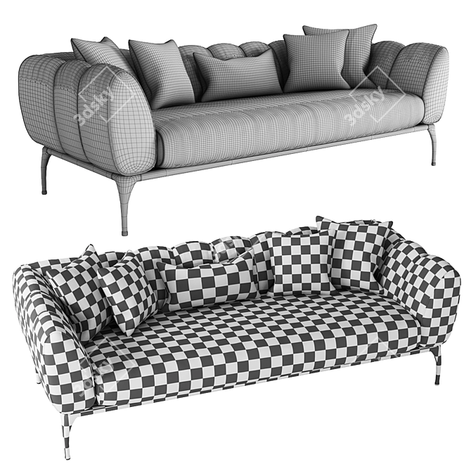 Elegant Cantori ISEO Velvet Sofa 3D model image 2