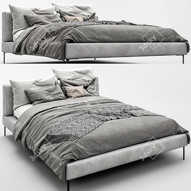 Sleek Charles Bed: Sophisticated Elegance 3D model image 3