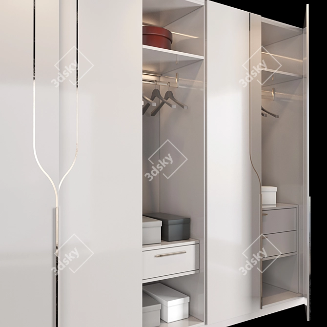 Modern 3-Door Wardrobe Set 3D model image 2