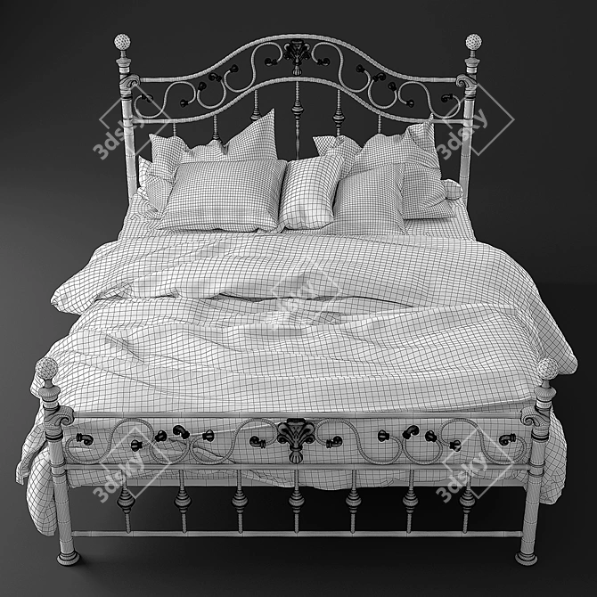 TetChair CHARLOTTE - Elegant Metal Bed with Antique Copper Headboard 3D model image 3