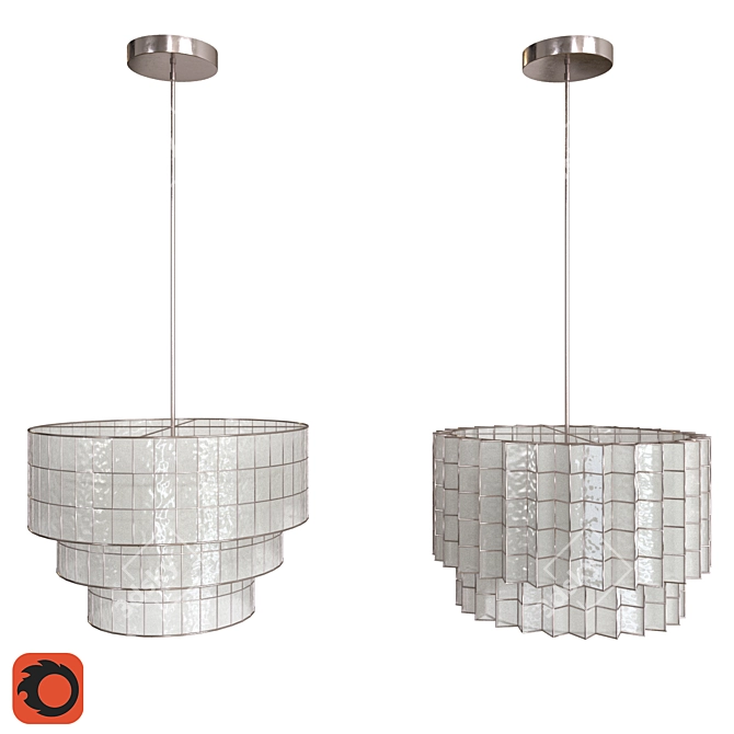 Elegant Capiz Shell Chandelier 3D model image 1