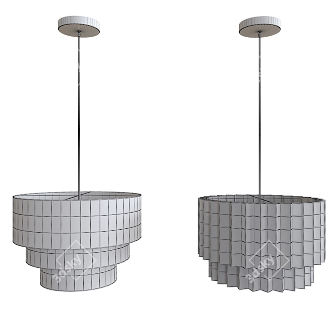 Elegant Capiz Shell Chandelier 3D model image 2