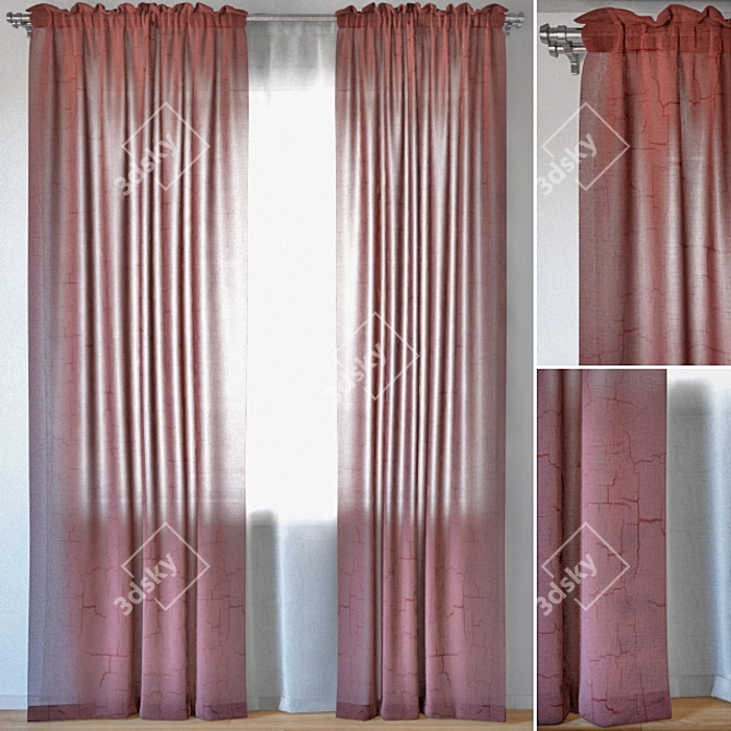 Coral Crush Semi-Transparent Curtains 3D model image 1