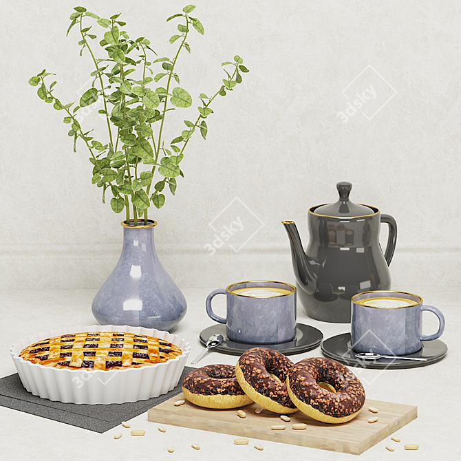 Modern Kitchen Decor Set 3D model image 1