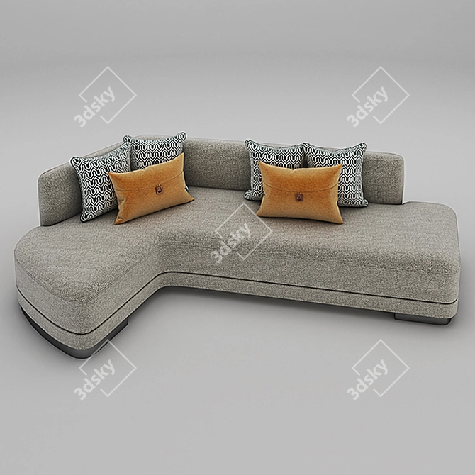 Modern Luxury 3-Seater Sofa 3D model image 2