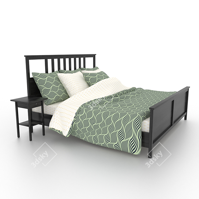 Elegant HEMNES Bed & Nightstand Set 3D model image 1