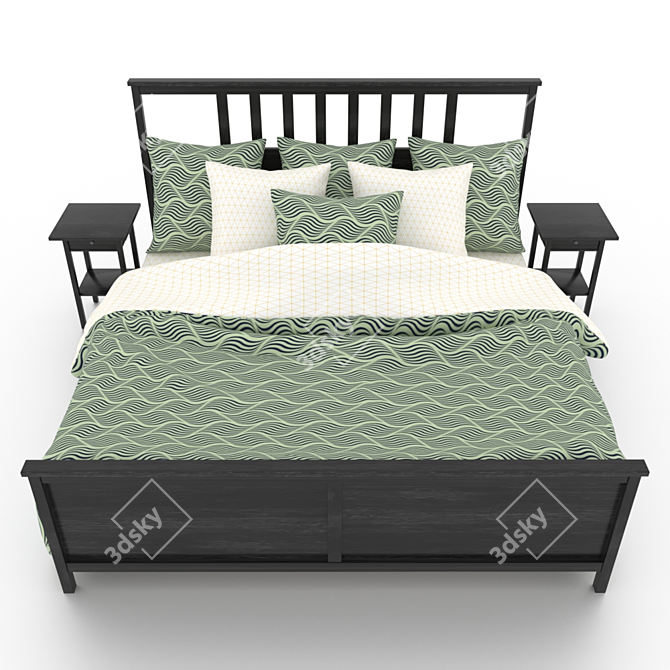 Elegant HEMNES Bed & Nightstand Set 3D model image 2