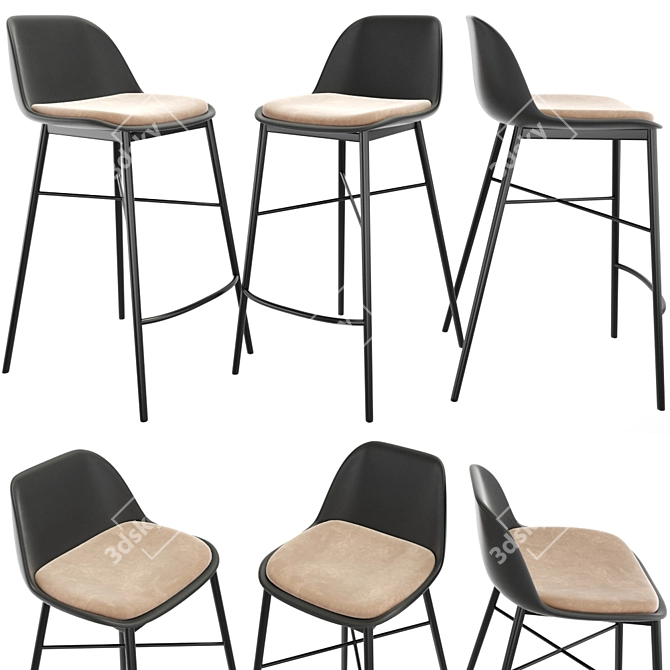 Sleek Modern Bar Stool 3D model image 1