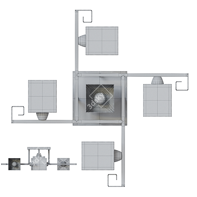 DeMarkt Tetro Pendant Light 3D model image 3