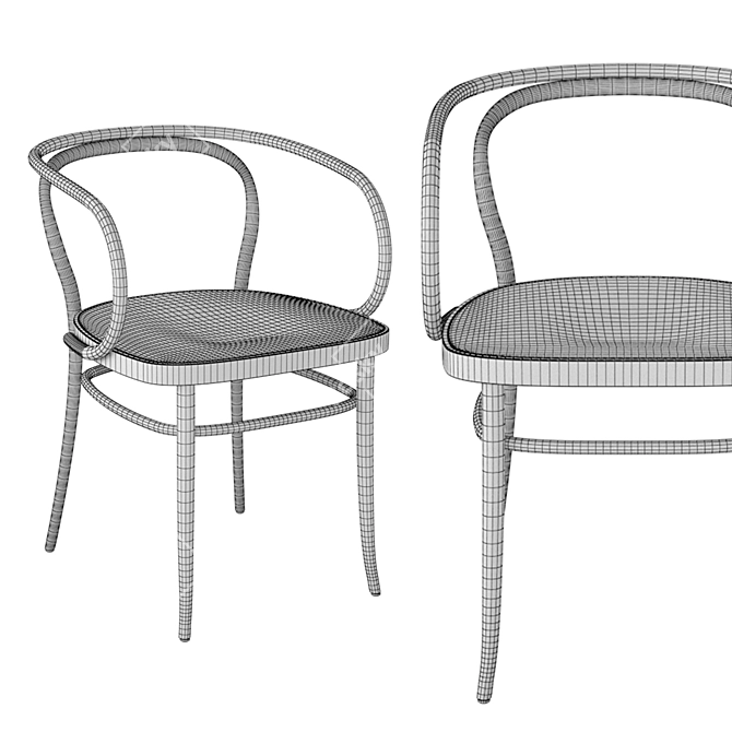 Elegant Thonet Armchair 209 3D model image 2