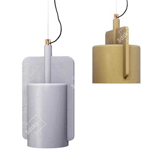 Industrial Cement Pendant Light 3D model image 2