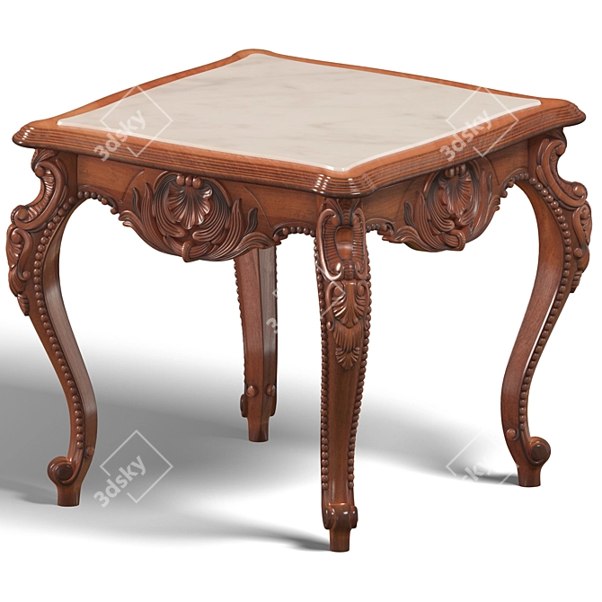 Timeless Walnut Marble Side Table 3D model image 1