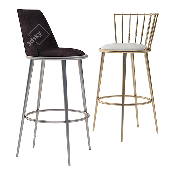 Sleek Aurora Stool for Modern Spaces 3D model image 1