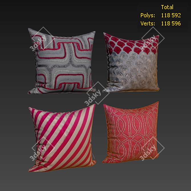 Elegant Decor Pillows Set 3D model image 2