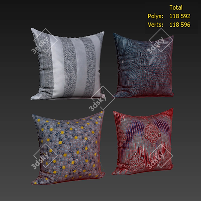 Velvet Print Decorative Pillows 3D model image 2